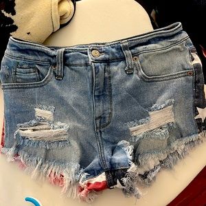 American Flag Jean Shorts